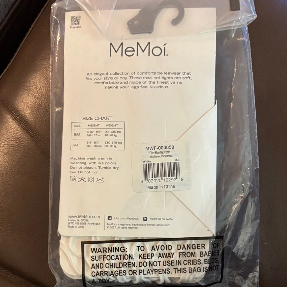 White Fishnet Tights MeMoi NWT M/L